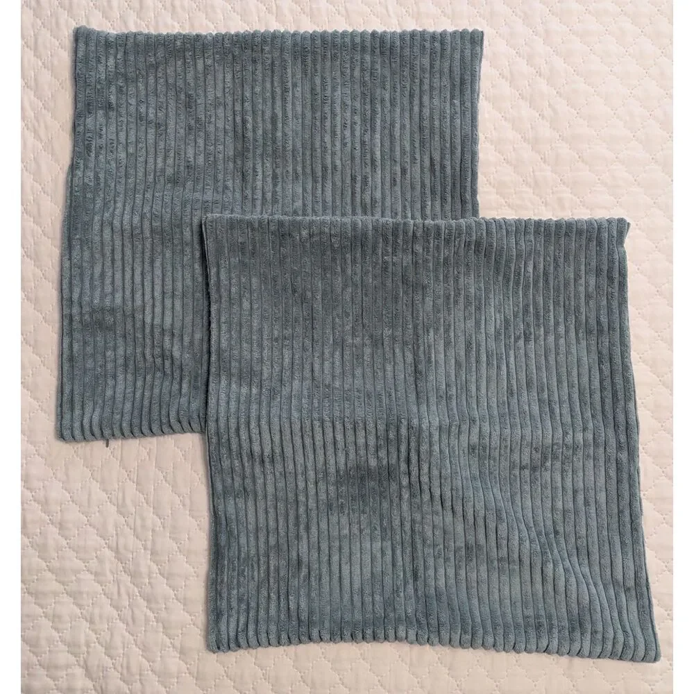 💙 MIULEE Dusty Blue Corduroy Pillow Covers – Set of 2 – 18x18